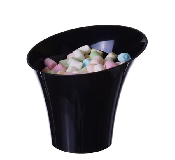 Plastmuggar i dessertformat Diagonal hornmugg 170ml/25 st SVART