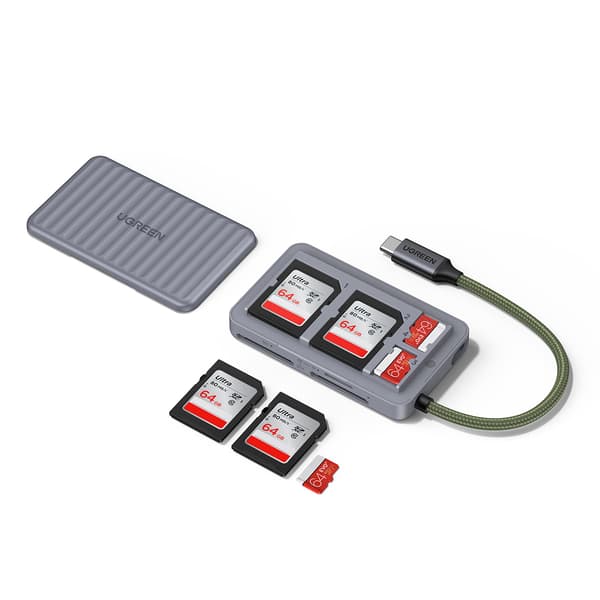 SD microSD USB-C -muistikortinlukija - harmaa