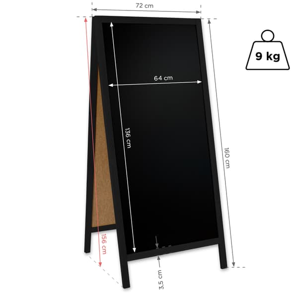 Træ A-bræt Classic XL (72x160 cm) - Sort