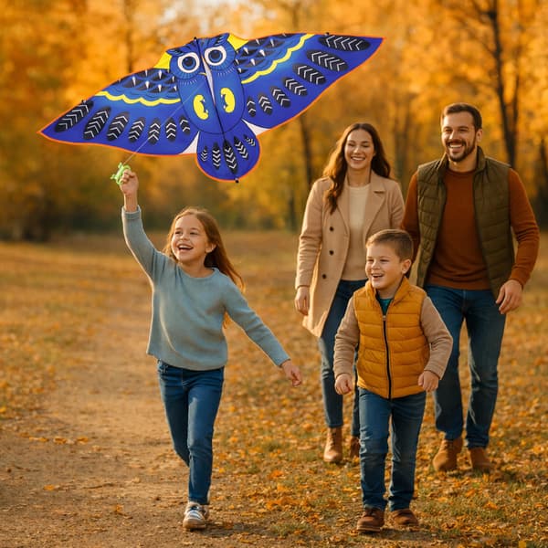KITE BIRD gigantisk blå uggla himmelseventyr 140 cm