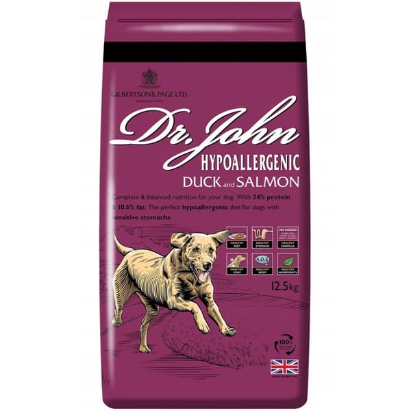 Torrfoder för hund Dr John Duck och Salmon 12,5kg