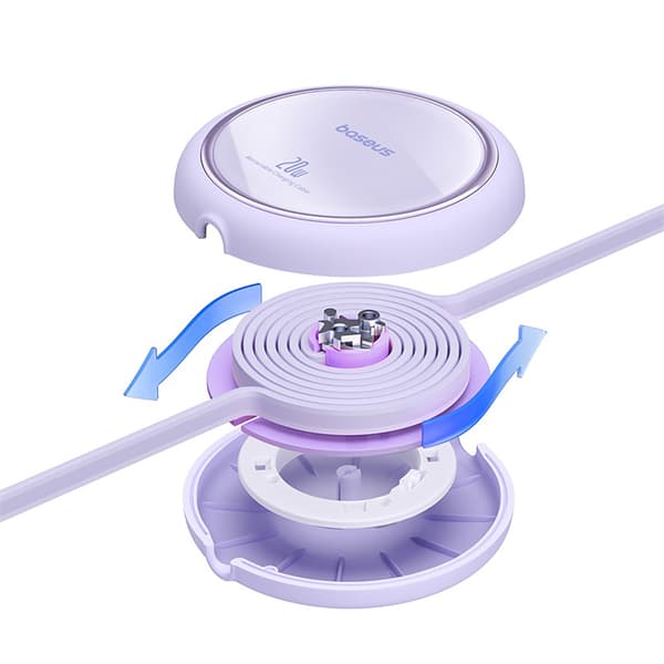 Free2Pull USB-C Sisäänvedettävä Kaapeli - iPhone Lightning 20W 1m - Violetti