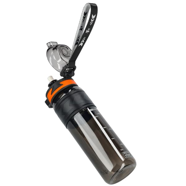 Tritan vattenflaska 1000ml med mätkopp - svart