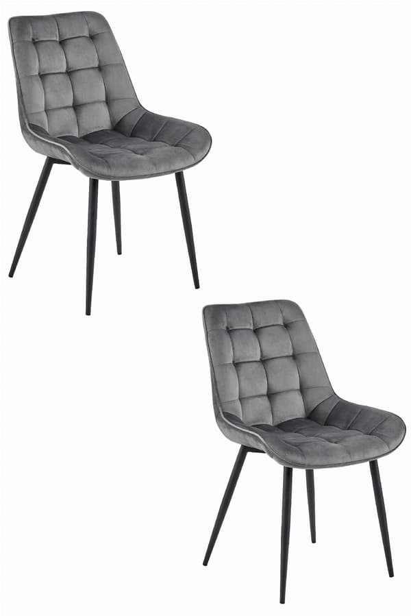BERA stol - mörkgrå sammet / svarta ben x 2