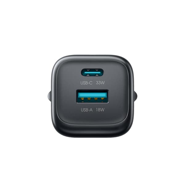 USB-A USB-C Vægoplader med USB-C Kabel - iPhone Lightning 33W - Sort