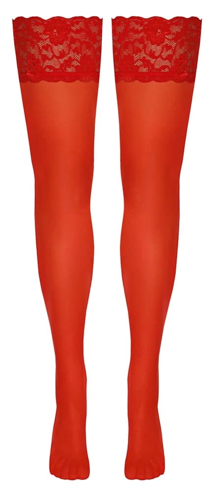 Cottelli LEGWEAR Röda Klassiska Strumpor med Vacker Spets 3