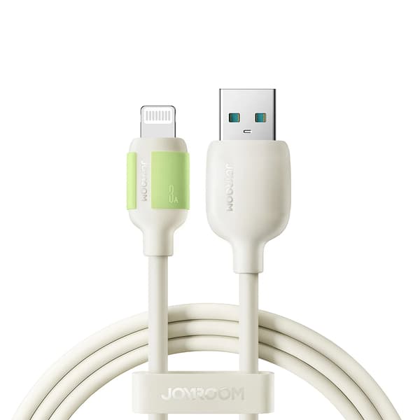 USB-A til iPhone Lightning-kabel med fluorescerende spids 1,2 m - Beige