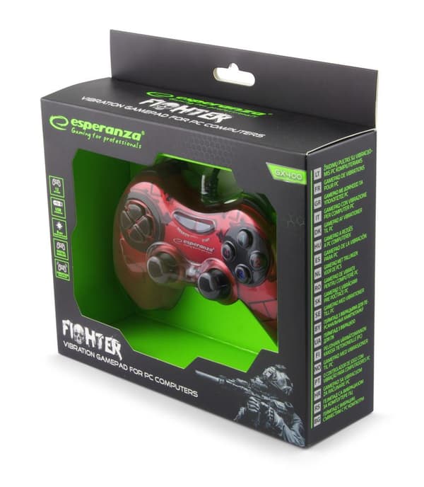 Gamepad PC USB Esperanza "Fighter" röd