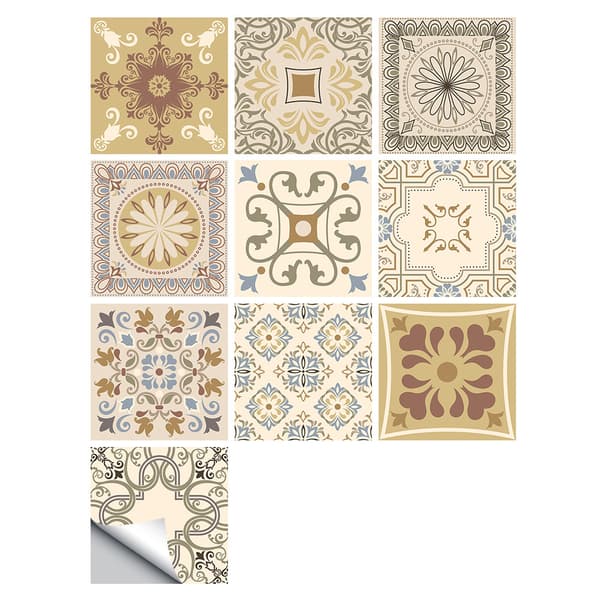 Selvklæbende PVC-patchwork-paneler sæt med 10 tapet 20x20 cm ZM-06-007