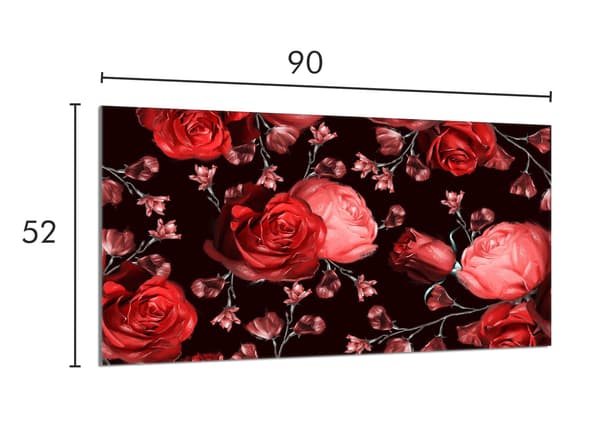 Glasskydd för spishäll 90x52 Roses