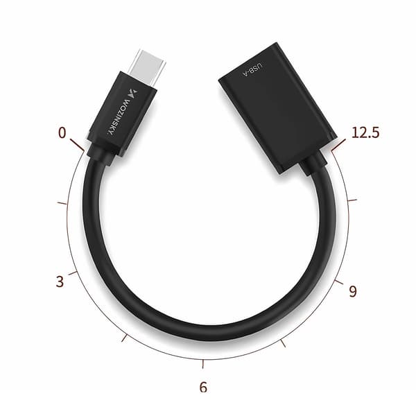 USB-C (uros) - USB-A (naaras) OTG-sovitin - musta