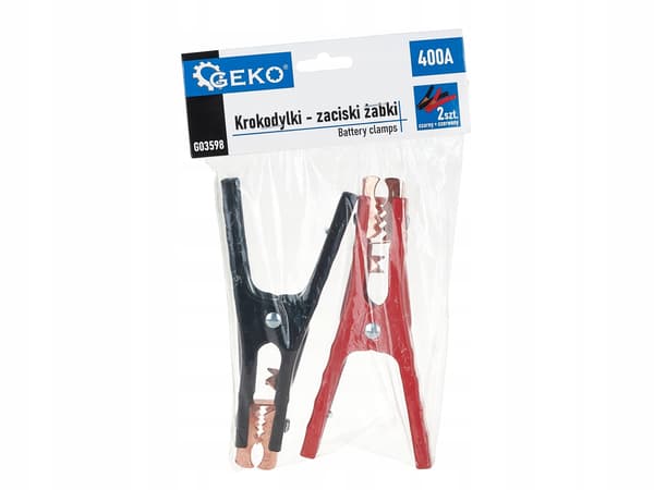 Krokodilleklemmer, frøklemmer, 400A, røde, sorte, GEKO G03598