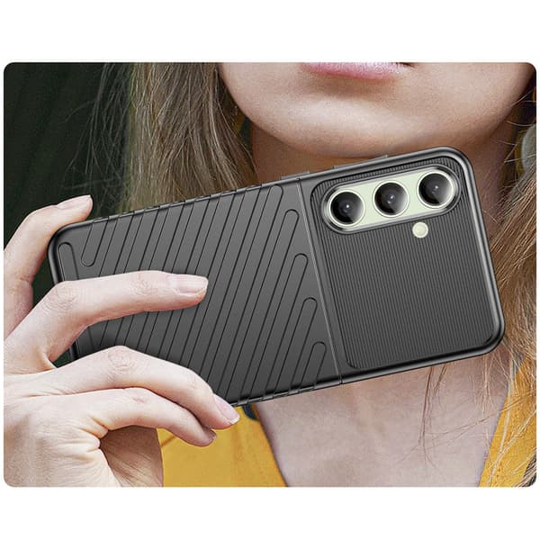 Silikone cover, pansret cover til Samsung Galaxy S24 FE Thunder - sort