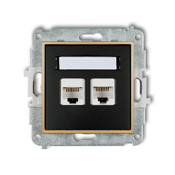 Internetstik 2x uden ramme Karlik mini farve mat sort/guld