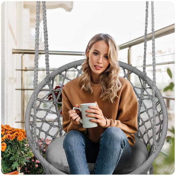 Riippuva puutarhakeinu BOHO harmaa + tyyny