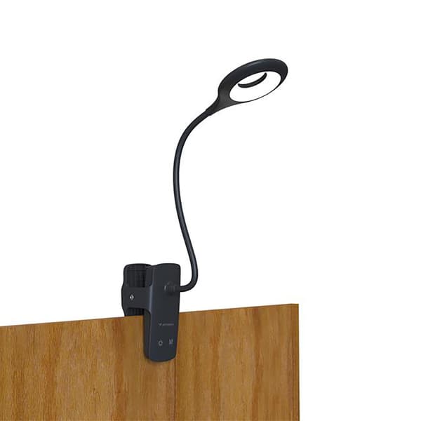 Mini trådløs LED-læselampe med klips og USB-C-kabel 80 lm - Sort