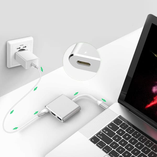 USB C ADAPTER HDMI+USB 3.0+PD 4K HUB MacBook 3i1