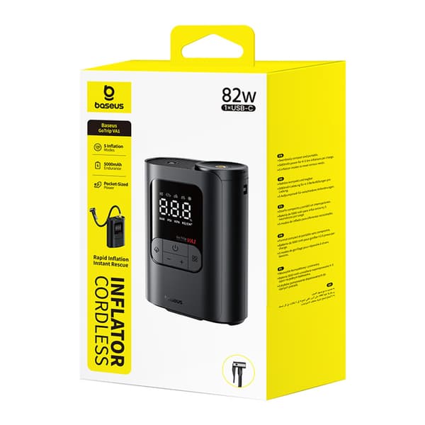 Akku-kompressor med 3 dyser 150PSI 26 l/min 82W - sort