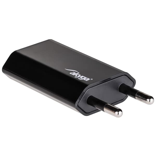 Akyga AK-CH-03BK 240V 1xUSB 1000mA sort strømforsyning