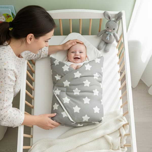 75x75cm babysvøb - grå peberkage