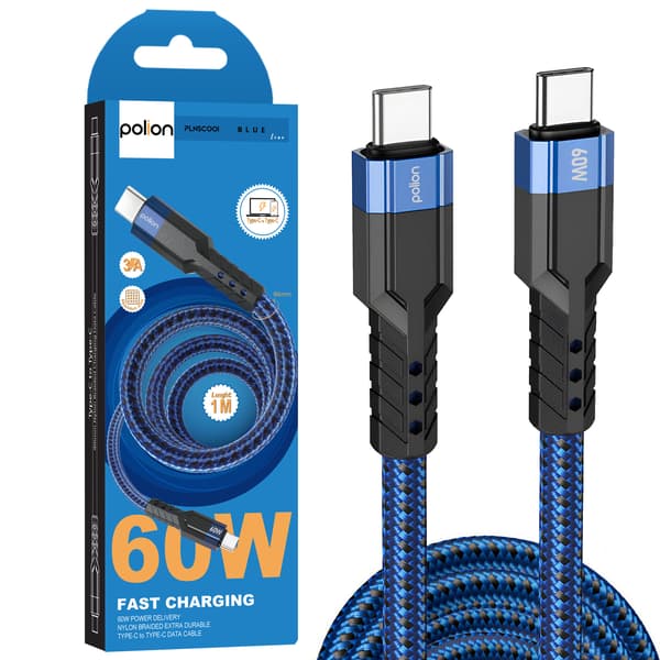 USB-C/USB-C-kaapeli | 60 W | 3 A | PD | 1 m