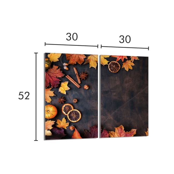Lasinen suojalevy liedelle 2x30x52 Lehdet