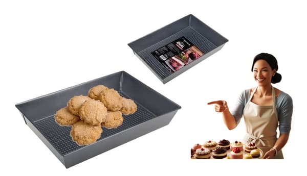 Bakke, bageform, rektangulær, non-stick, IDEAL, 34 x 24 x 6 cm, mørkegrå, metallisk