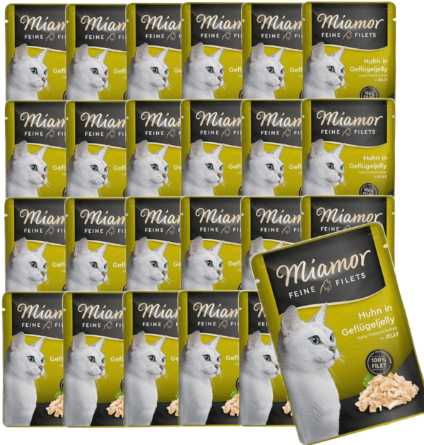 Vådfoder til katte MIAMOR Feine Filets Kylling og fjerkræ i gelé 24x100g