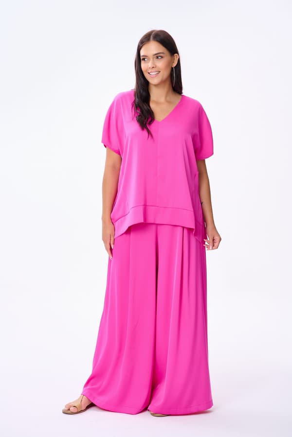 Plus Size Dame Cigarbluse Fuchsia Universal