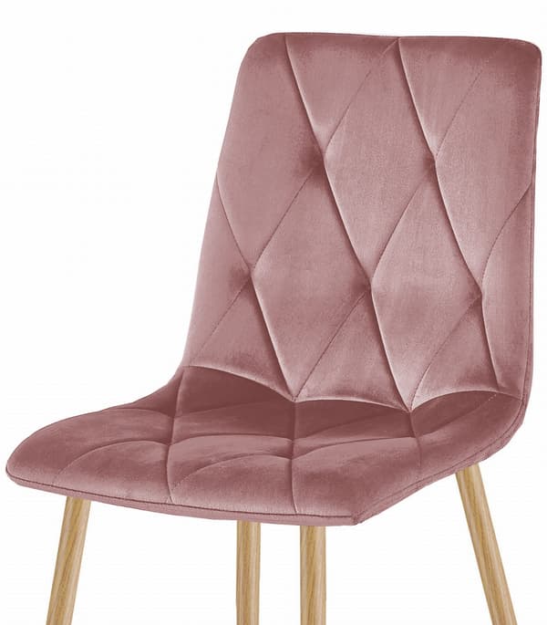 LIBRA stol - rosa sammet / träfärgade ben x 3