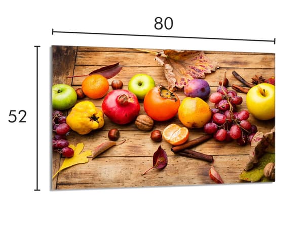 Lasinen liesisuoja 80x52 Hedelmä