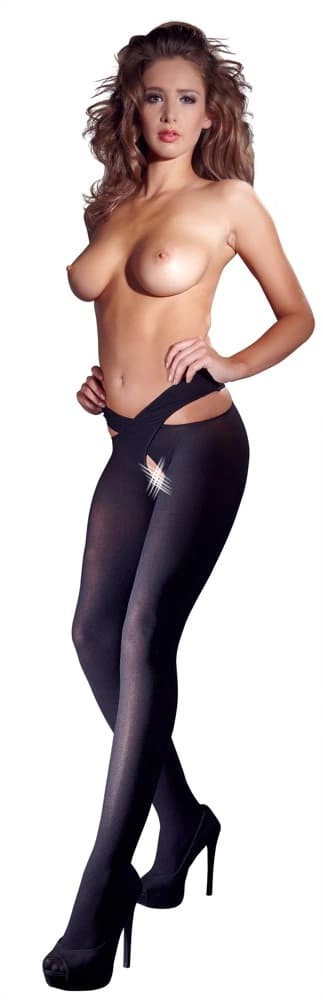 Cottelli LEGWEAR Sorte Strømper med Hoftestropper SM