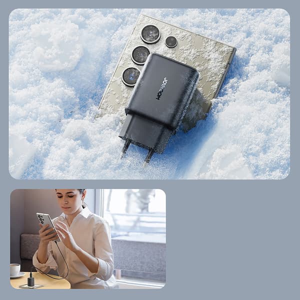 USB-C 25W SFC PPS PD Vægoplader + 1m USB-C Kabel - Sort
