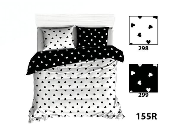 Pudebetræk 40x40 R155 sorte hvide hjerter