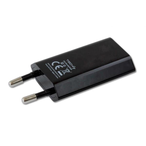 Techly USB 5V 1A musta seinälaturi