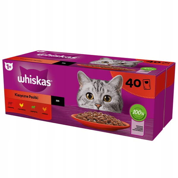 WHISKAS vådfoder til katte Voksne Classic Meals saucebreve 80x85g