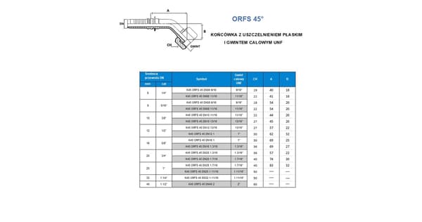 K45 ORFS 45° DN16 1” CATERPILLAR-pää