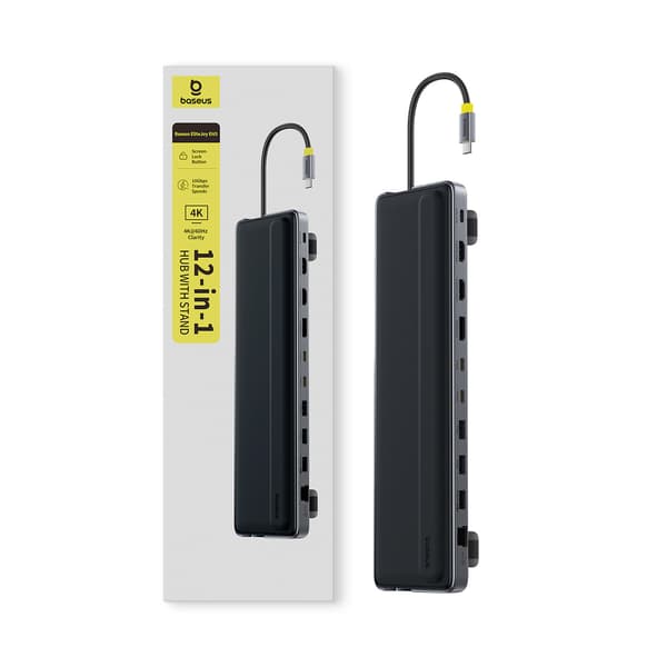 HUB 12-i-1 Dockingstation USB-C HDMI DisplayPort USB-A SD/microSD RJ45 PD - Grå