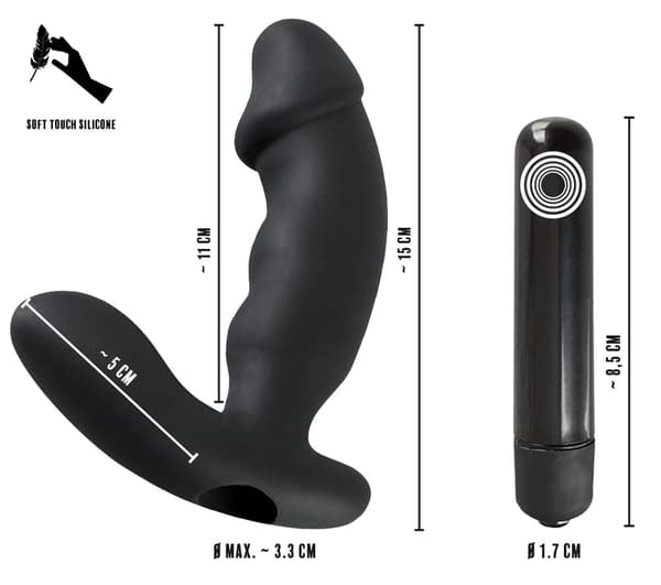 Rebel Prostatavibrator med Ekstra Perineum Stimulator Sort