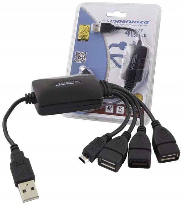 Esperanza EA158 USB-keskitin 3xUSB 2.0 + 1x MICRO USB, musta