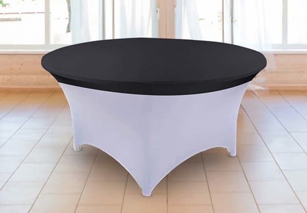 Elastisk borddug, overtræk, sort topper til runde borde Ø 180 cm