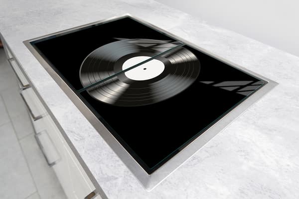 Skyddsplatta för spis i glas 85x52 vinyl