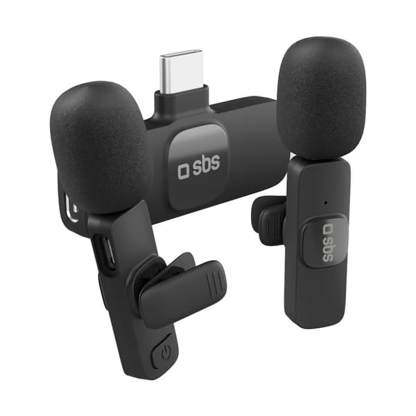 Trådløse lavaliermikrofoner med USB-C modtager, sort - 2 stk.