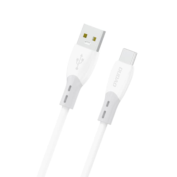 Silikonipunottu kaapeli USB-A - USB-C L25ST 5A 1m - valkoinen