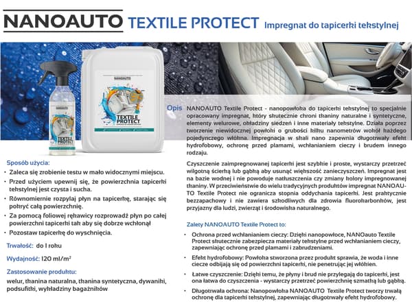 NANOAUTO TEXTILE PROTECT Impregnering för textilklädsel 2L