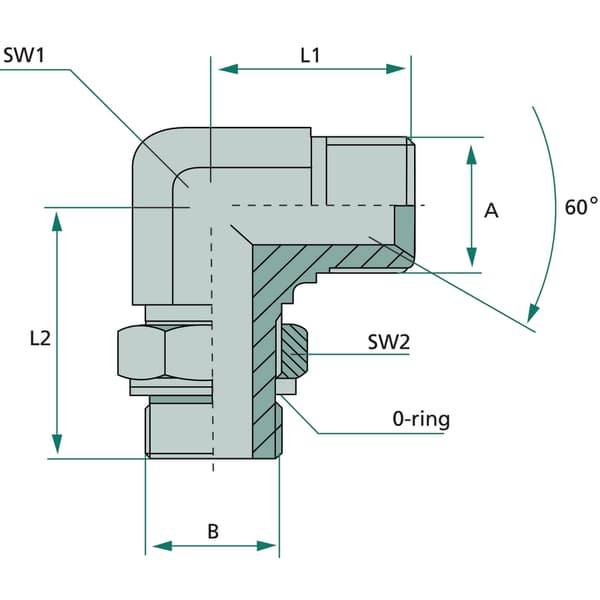 WAE G1/2" x G3/8" hydraulisk albueforbindelse