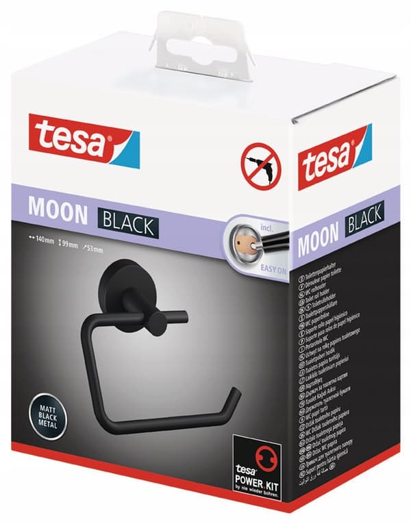 Tesa Moon -wc-paperiteline ilman porausta, musta metalli