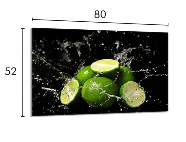 Lasinen suojalevy liedelle 80x52 Lime