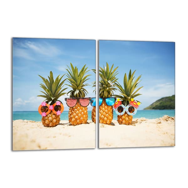 Lasinen liesisuoja 2x40x52 Pineapple