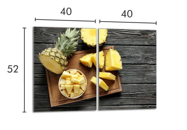 Glasskydd för spishäll 2x40x52 Ananas